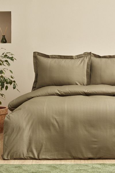 Karaca Home Σετ Παπλωματοθήκη Uniq 100% Βαμβακερή Μονή Σατέν Χακί