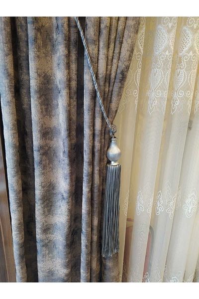 ÖzenEvim Anthracite Gray Corner Tactical Background Curtain Collection Apparatus - with Ceiling Bracket (2 Pcs)