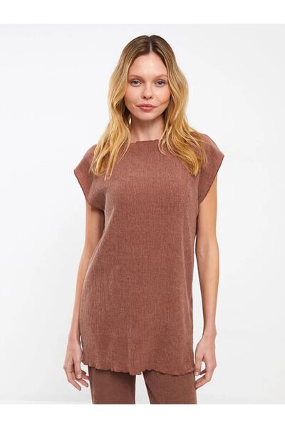 LC Waikiki LCW Vision Γυναικεία μονόχρωμη μπλούζα με λαιμόκοψη