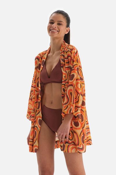 Dagi Tile - Orangefarbener kurzer Kimono