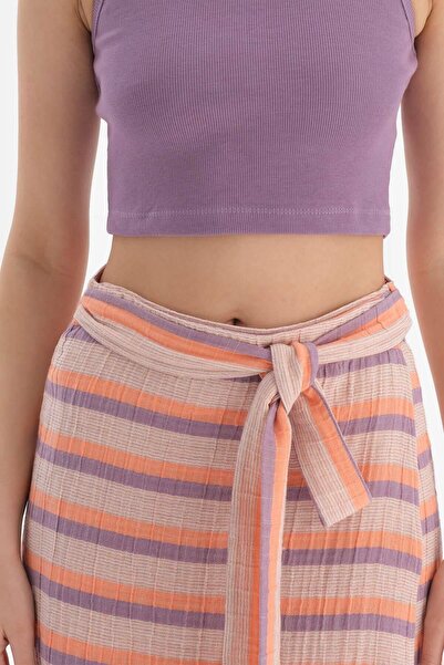 Dagi Πορτοκαλί - Μπεζ μουσελίνα με γραβάτα