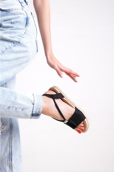 Moda Değirmeni Black Suede Women's Sandals BG1010-123-0005