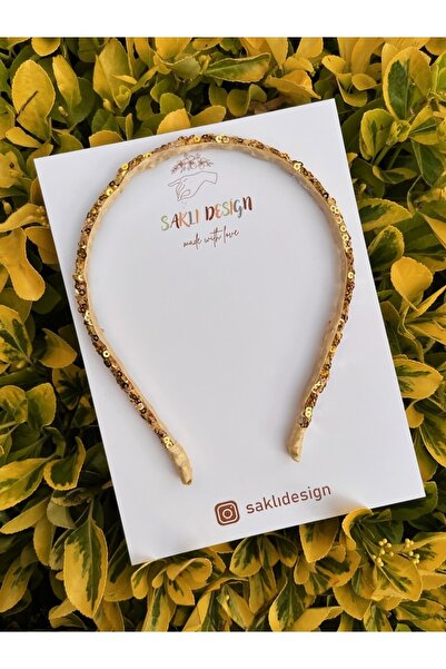 SAKLIDESİGN Gold Color Sequin Glittering Children's Crown
