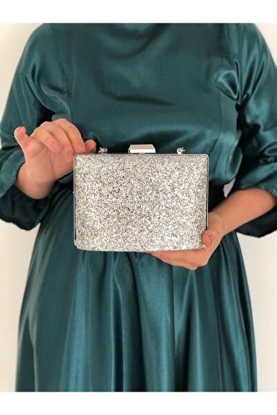 Sh Poly Γυναικεία τσάντα με ασημένια παγιέτα
