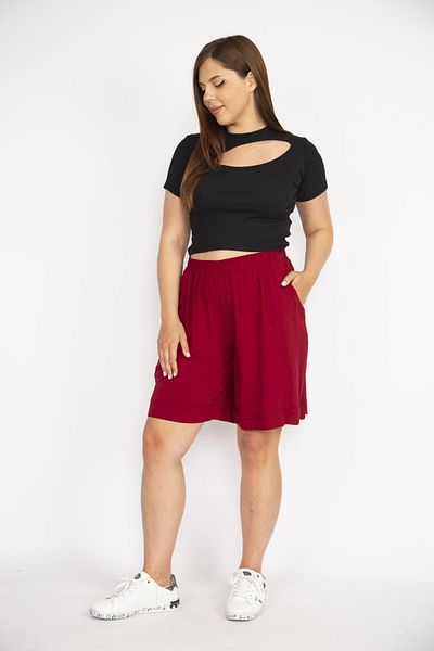 Plus size burgundy shorts on sale