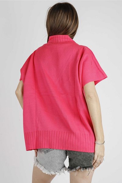 Shivi Fashion Women's V-Neck Casual Fuchsia Pink Sweater