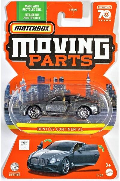 Matchbox Bentley Continental Moving Parts 70 Years 1/54 Açılır Parçalar Metal Araba FWD28