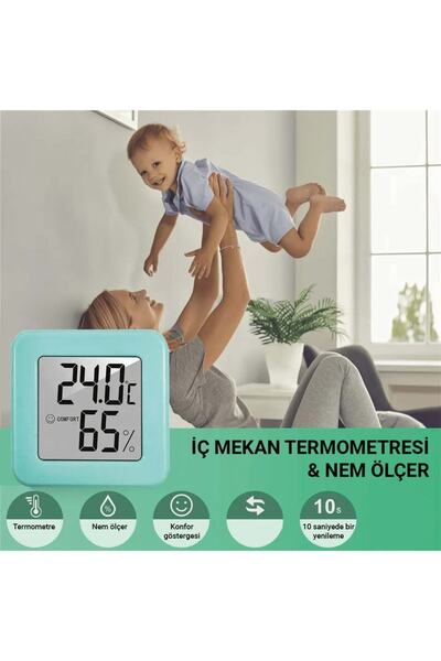 Yeşil Renkli Isı Ve Nem Ölçer Termometre