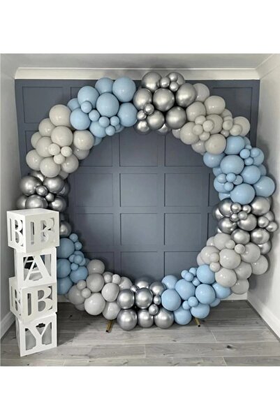 aşkın concept Krom Gümüş Pastel Duman Fırtına Mavisi Balon Zinciri 100 Adet