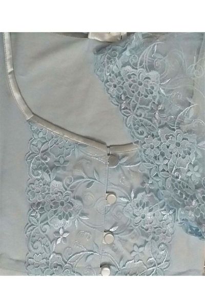 FLZ Set de pijama de maternitate cu mânecă scurtă cu dantelă ZEN ALBASTRU