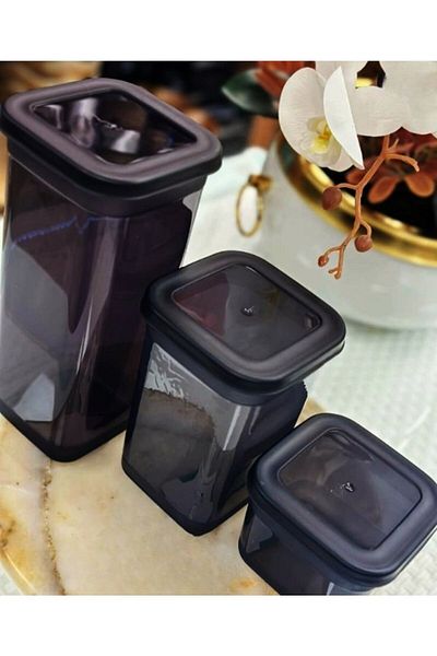 EbruliHomeArt 3 Size Vertical Black Food Pulses Storage Container