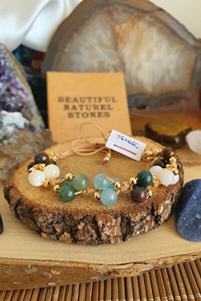 NBS Beautiful Naturel Stones Yengeç Burcu Doğal Taş Bileklik ( Sedef, Kaplan ...