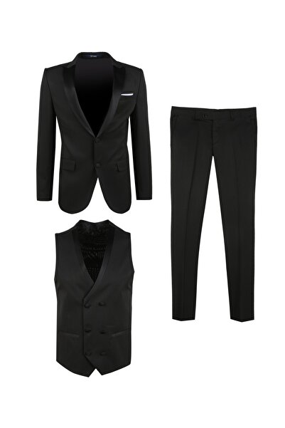SÜVARİ Süvari Normal Bel Slim Fit Siyah Erkek Takım Elbise TK3000400224