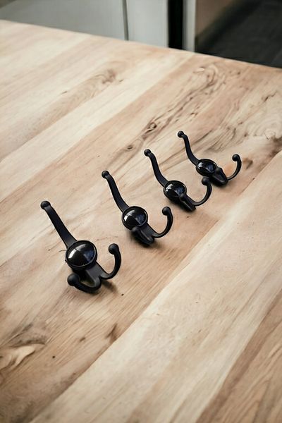 Dizaynhouse Black Metal Large Coat Rack - Hanger Door and Back Doorway Clothing Rack, Wall Mounted Hanger