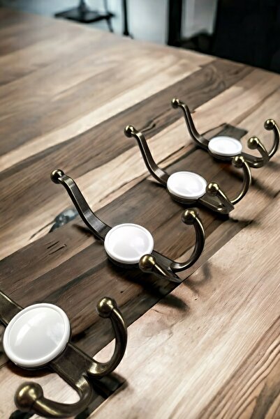 Dizaynhouse Metal Antik Sarı Büyük Portmanto Askı Kapı Arkası Askı Antre Askısı,Duvara Monte Askı