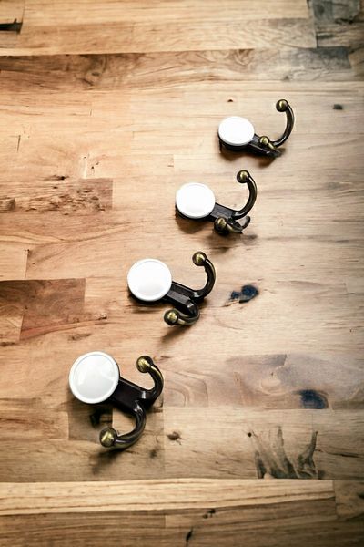 Dizaynhouse Yellow Metal Antique Coat Rack - Hanger with Door and Back Hanger, Wall Mounted Hanger