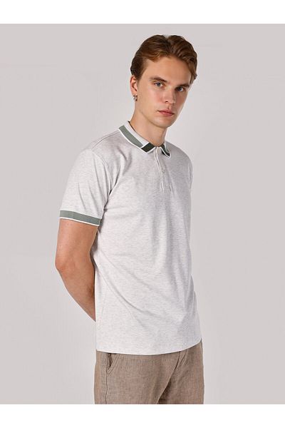Colin's White Polo Neck Regular Fit Men's T-Shirt
