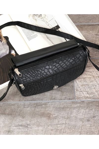 Deribag Geantă de umăr neagră de mărime medie din piele naturală 21*19*8 cm