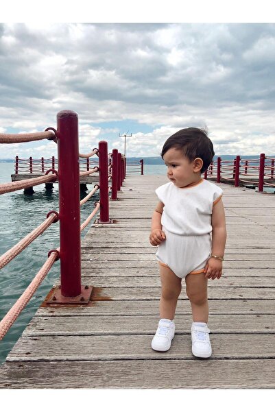 EYC BABY بدلة أطفال بيضاء مع خصر مطاطي