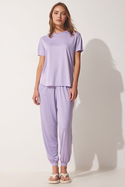 Happiness İstanbul Women's Lilac Soft Textured Draped Suit US00911