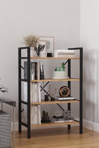 Tedarikcenter Derin 4 Raflı Kitaplık Çok Amaçlı Mutfak Rafı Dekoratif Ayakkab...