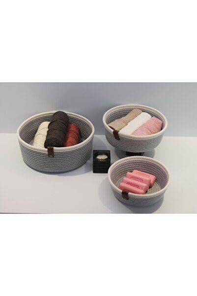 NAYS HOME Coș organizator multifuncțional, gri deschis, alb, cu trei comparti...