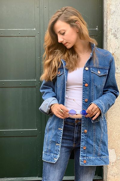 poupee Jachetă din denim ton mediu