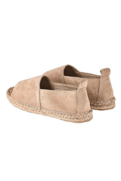 NOOSY Women's Beige Genuine Leather Handmade Espadrille