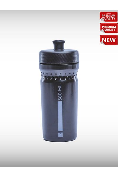 OverPazar Gmb Btwin Children's Water Bottle - Black - Gray - 380 Ml - 500
