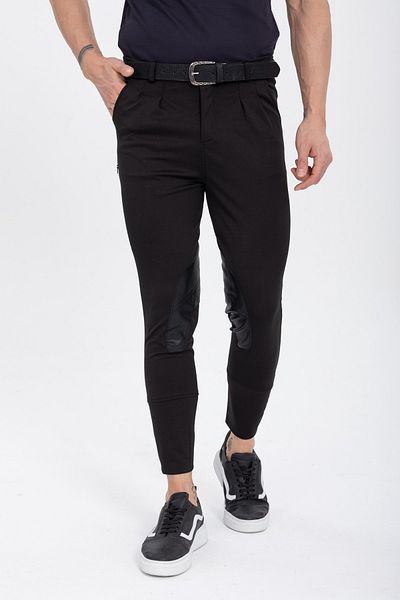 PEUR RIDER SHOP Men's Black Leather Detailed Riding Pants