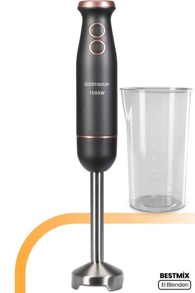 GOLDMASTER Bestmix Antrasit Hazneli 1500w 4 Bıçaklı Paslanmaz Çubuk El Blende...