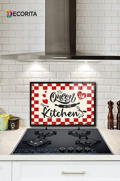 Decorita Glass Stove Back Protector Kitchen Queen 40cm X 60cm