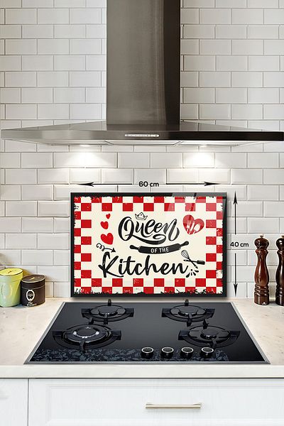 Decorita Glass Stove Back Protector Kitchen Queen 40cm X 60cm