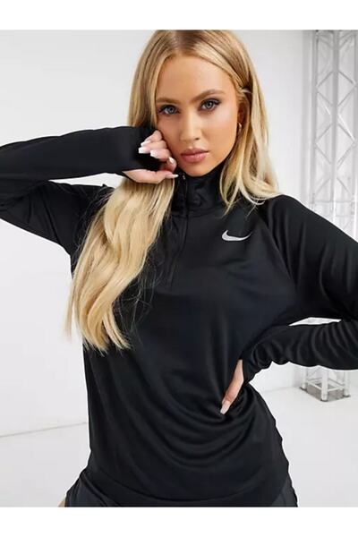 Nike Drı-fıt Element Women's Running Half Zip Kadın Siyah Üst
