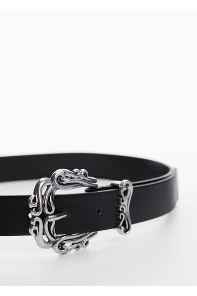 MANGO Woman Embossed Buckle Belt