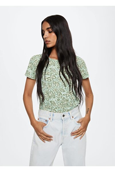 MANGO Woman Μπλουζάκι με κεντημένο λογότυπο