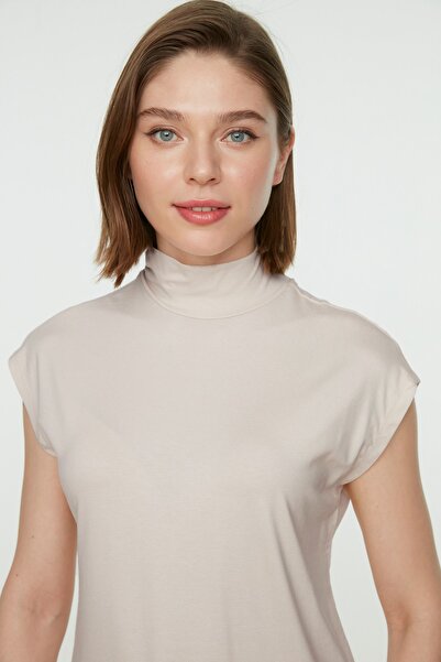 Trendyol Modest Μπεζ γιακάς αμάνικο πλεκτό τουνίκ εσωρούχων TCTSS21TN0249
