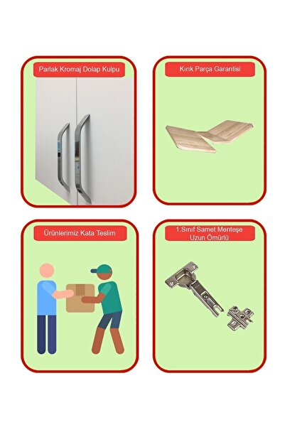 Kenyap 320 Ankastre Mutfak HİGH GLOSS Beyaz 320 cm Tezgah Hariç