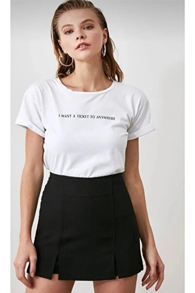 Lion Collection Siyah Çift Yırtmaçlı Şort Etek