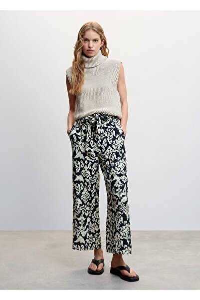 MANGO Woman Desenli Fiyonklu Pantolon