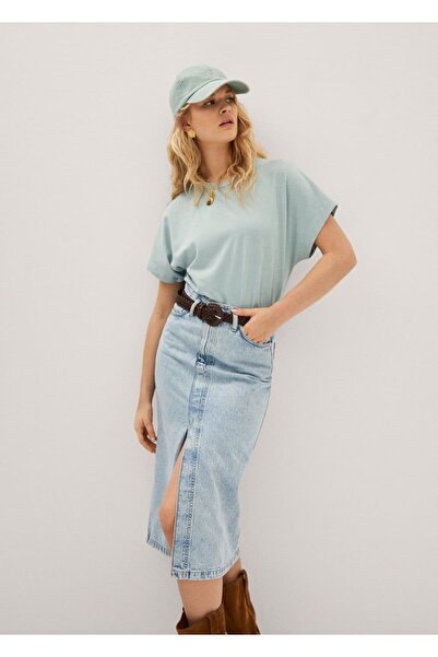 MANGO Woman Πλυμένο βαμβακερό μπλουζάκι