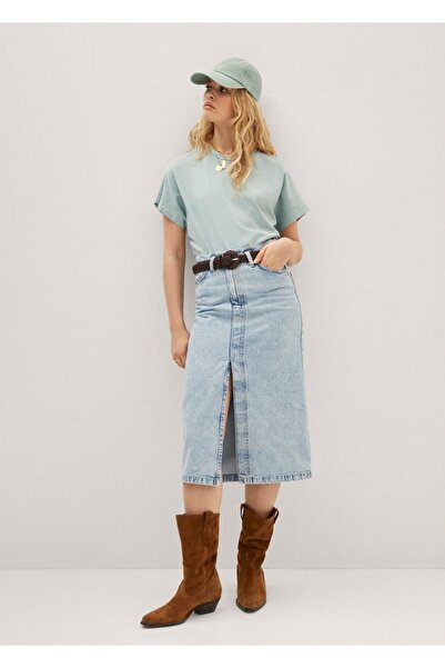 MANGO Woman Πλυμένο βαμβακερό μπλουζάκι