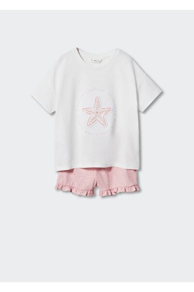 MANGO Kids Gemusterter Shorts-Pyjama