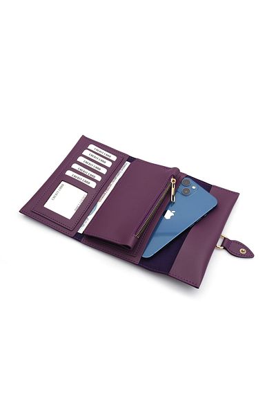 Womancraft Portofel din piele moale cu cataramă Accesoriu portofel pentru femei violet