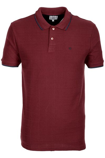 NCS Men's Claret Red Slim Fit Polo Neck 100% Cotton Textured Patterned Fabric T-shirt Jeans 1134