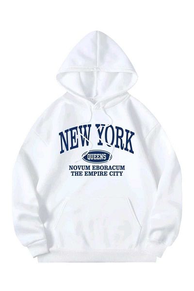 FAVORİST Φούτερ New York Queens Hoodie Hooded Cotton Oversize