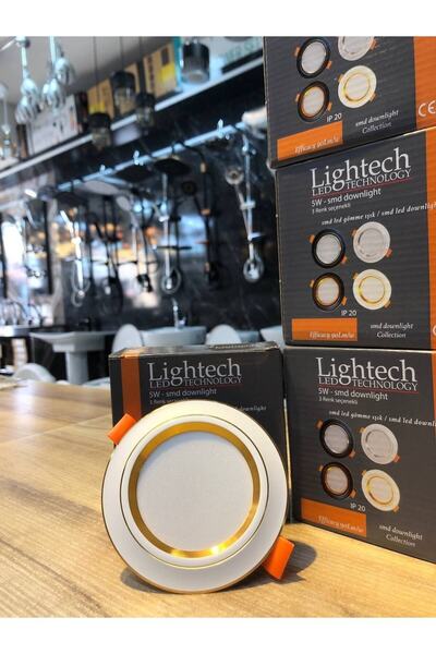 lightech 5 Watt 3 Renk Led Spot Beyaz Gold Kasa 3 Modlu Beyaz-Günışığı-Sıcak Beyaz 3ü1Arada