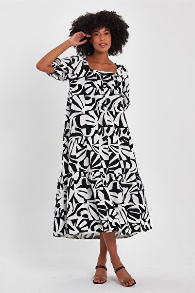 ALEXANDERGARDI Φόρεμα με τετράγωνο γιακά με σχέδιο (b23-004)