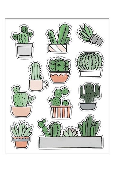 SF SCRAPBOOK KIRTASİYE Set de autocolante vintage cu tematică cactus - pentru...