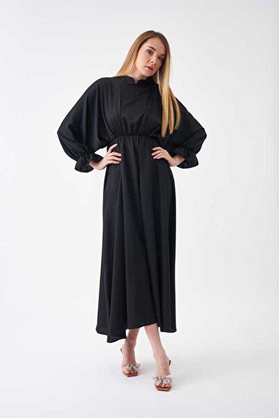 Mevra Rochie de seara cu talie elastica neagra